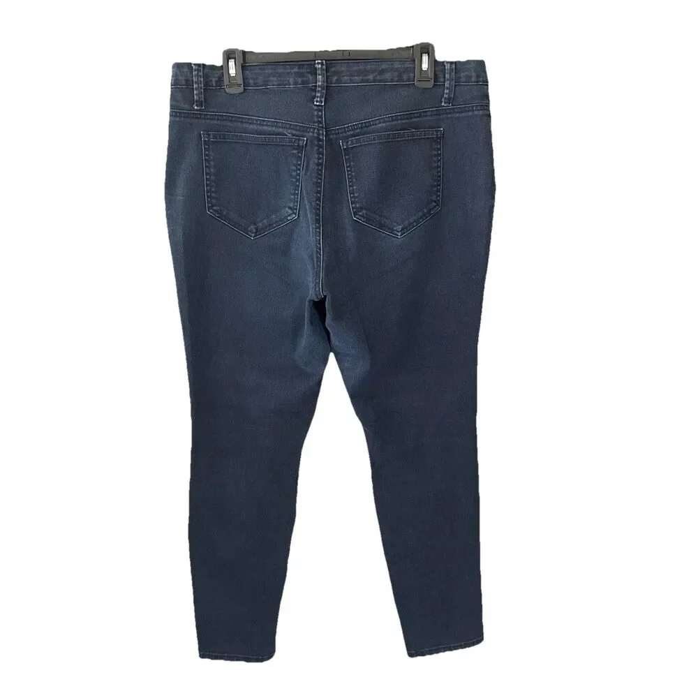 Nine West Jeans Cigarette Skinny Leg 14W Fits 34x29 Dark Blue Denim Plus Size